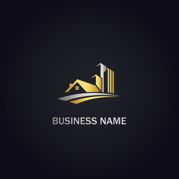 房屋建筑公司设计黄金标志图片下载