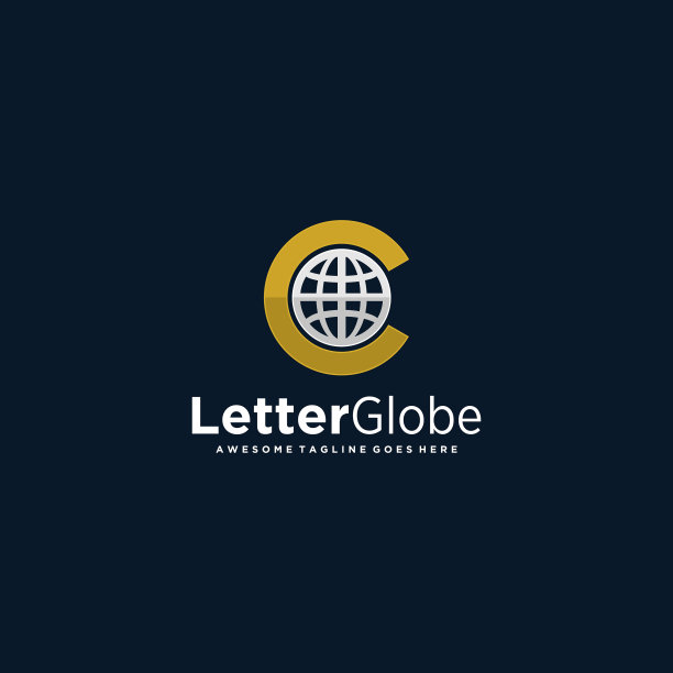 标志字母c地球线艺术风格图片下载