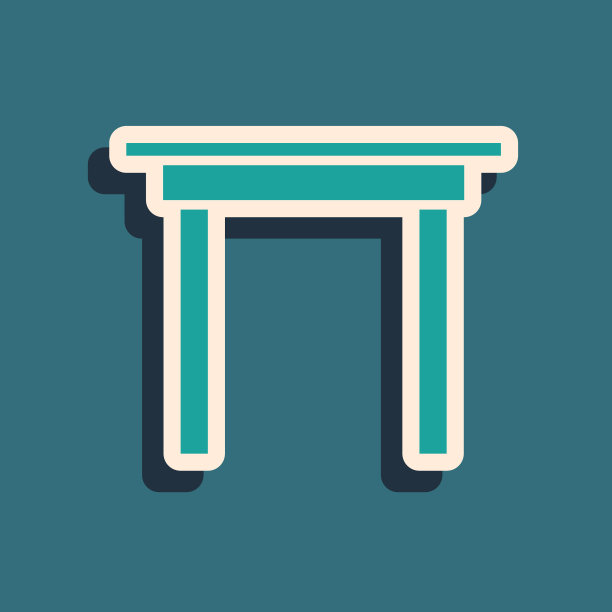 绿色木桌子图标孤立在蓝色图片下载