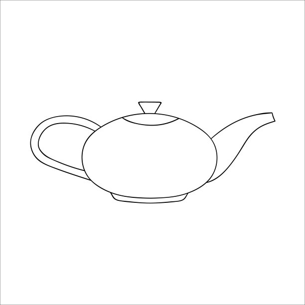 茶壶行图标。黑白茶壶矢量插图。线性艺术水壶孤立在白色背景。涂鸦风格的厨房设备图片下载