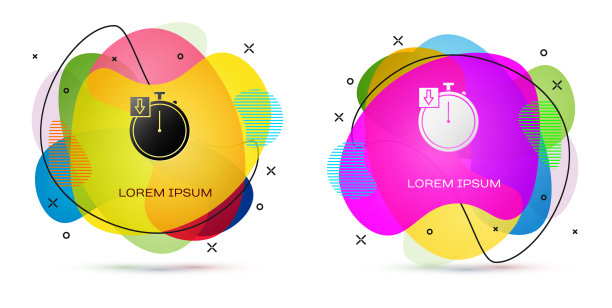 彩色秒表图标孤立在白色背景图片下载