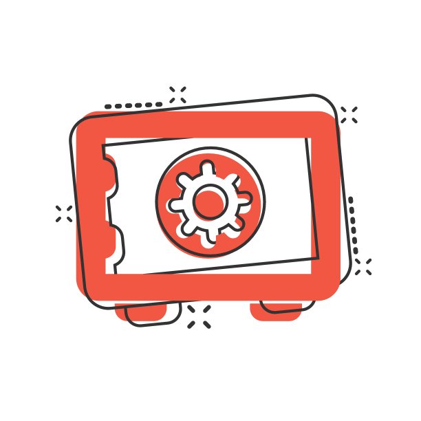 安全的钱在漫画风格的图标。在白色孤立的背景上的长方形卡通矢量插图。财务安全飞溅效应经营理念。图片下载