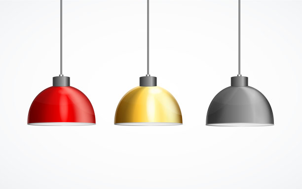 逼真的详细3d不同的灯集。向量图片下载