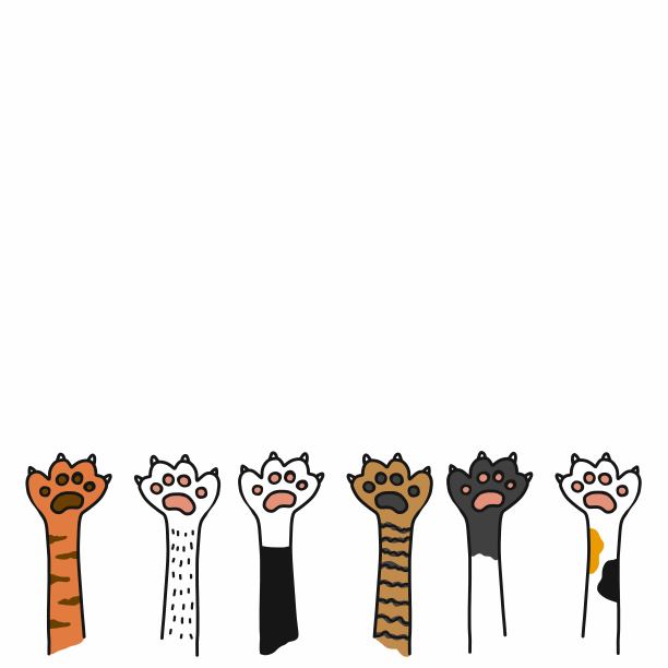 猫爪卡通在白色背景与复制空间矢量插图涂鸦风格素材图片