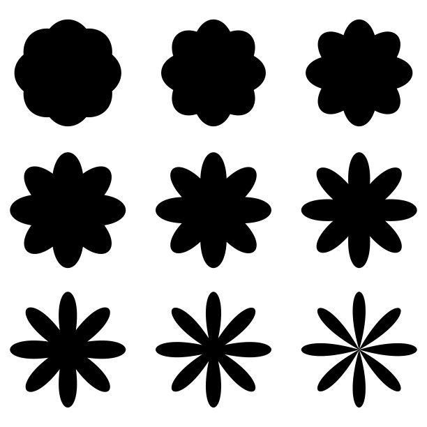花图标设置孤立的白色背景。矢量图图片下载