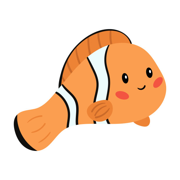 可爱可爱的小丑鱼孤立在白色的背景。图片下载