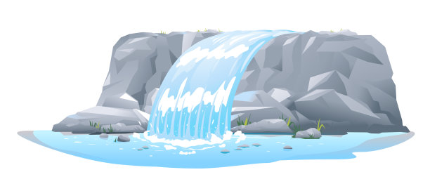 瀑布在侧视图孤立的插图图片下载