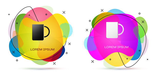 彩色咖啡杯图标孤立在白色背景图片下载