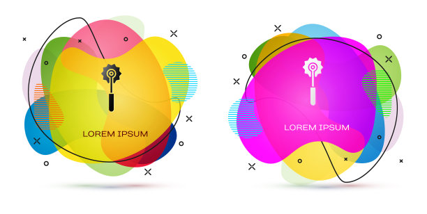 彩色披萨刀图标孤立在白色图片下载