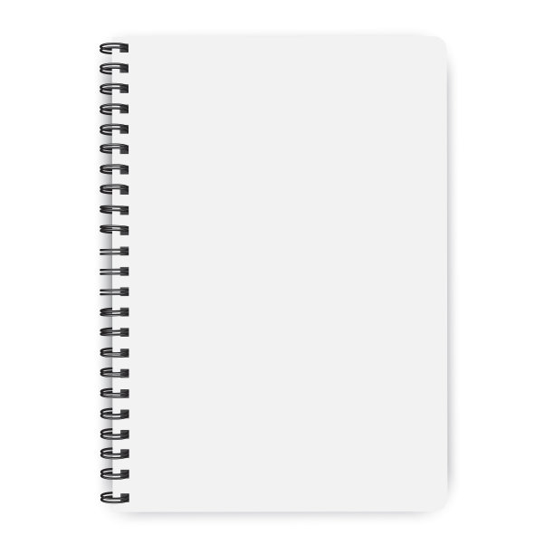 螺旋笔记本。动作捕捉风格的空白记事本。用戒指装订的书。纸做的白色计划表。矢量图像。图片下载