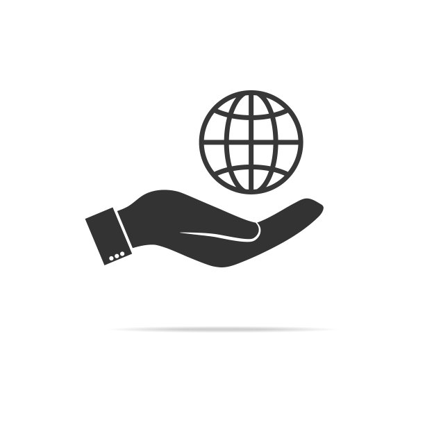 手握地球仪图标。矢量图图片下载