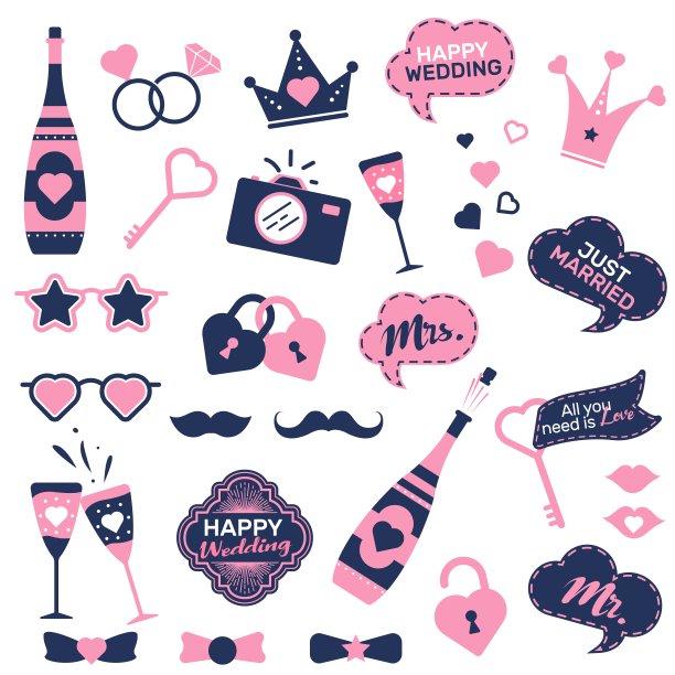 婚礼照相亭道具集图片下载