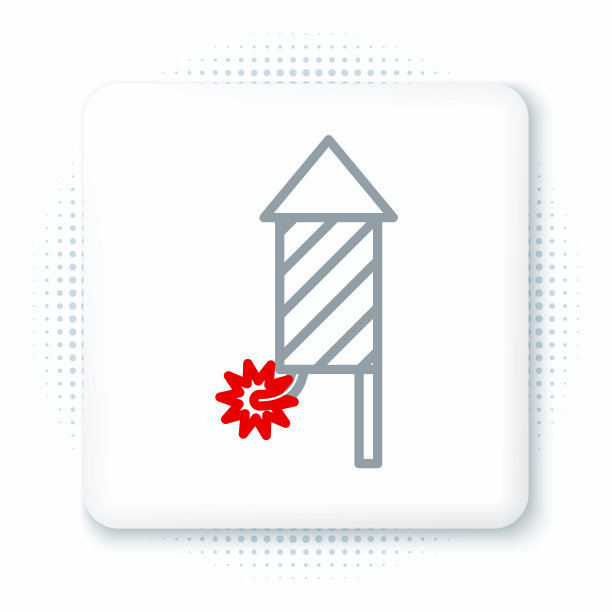 烟花火箭图标孤立在白色背景上。趣味派对的概念。爆炸性的烟火的象征。色彩斑斓的轮廓的概念。向量图片下载