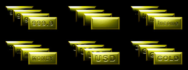 黑色背景的金条。3 d演示。图片下载