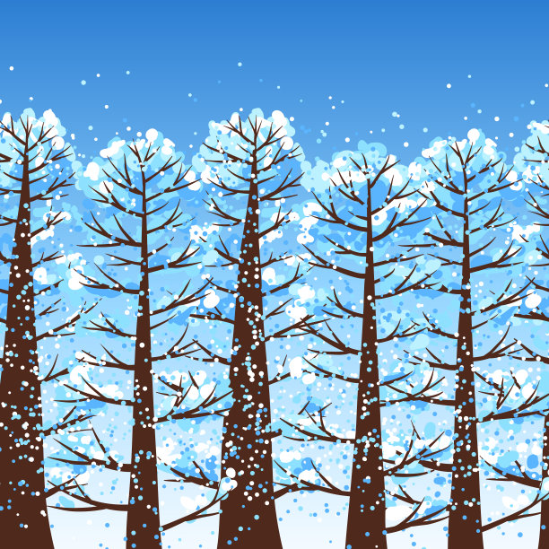 冬季森林背景与程式化的树木。图片下载