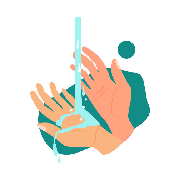 手和水的插图图片下载