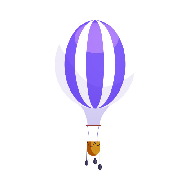 蓝色条纹热气球孤立图片下载