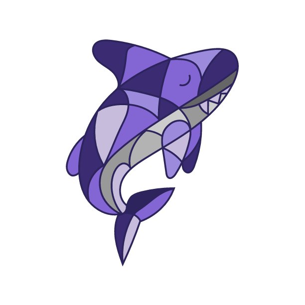 鱼插图在彩色玻璃风格。图片下载