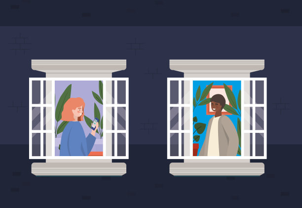 女人和男人在窗口矢量设计智能手机图片下载