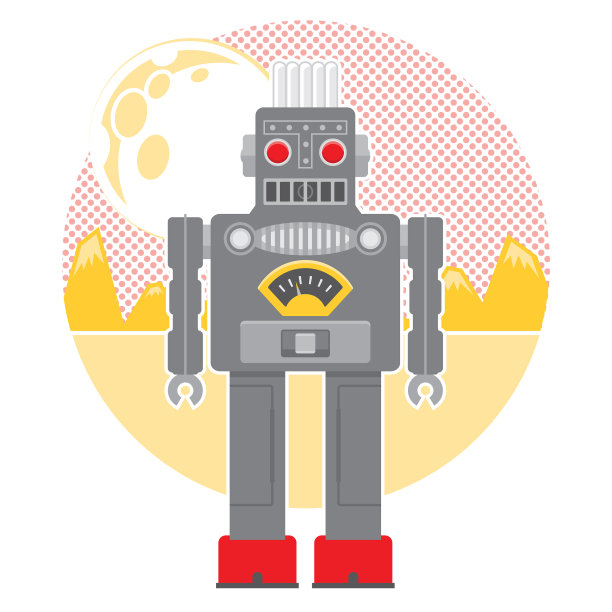 复古锡机器人插图图片下载