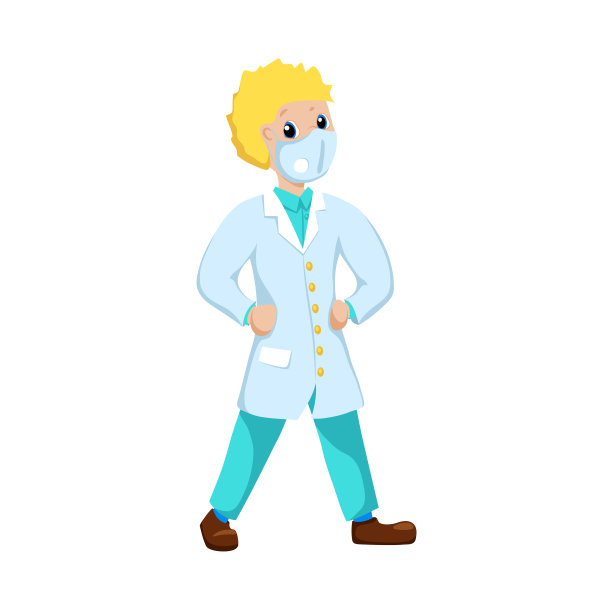 可爱的戴面具的年轻医生。医生或男护士矢量字符在白色背景。戴面罩的护士图片下载