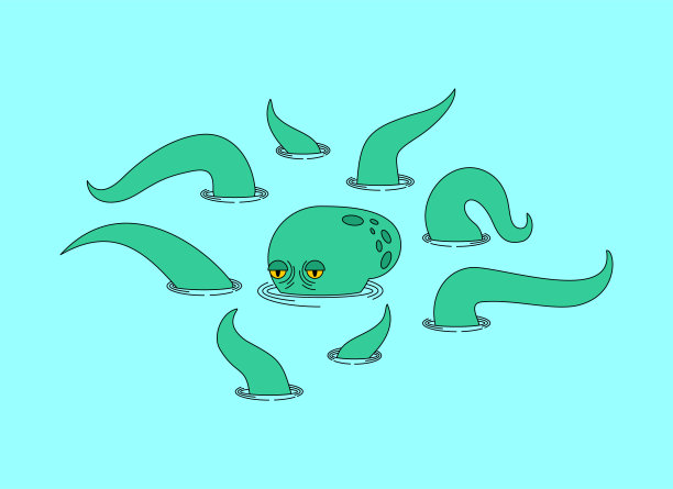 章鱼在海中孤立。章鱼在海洋。poulpe图片下载