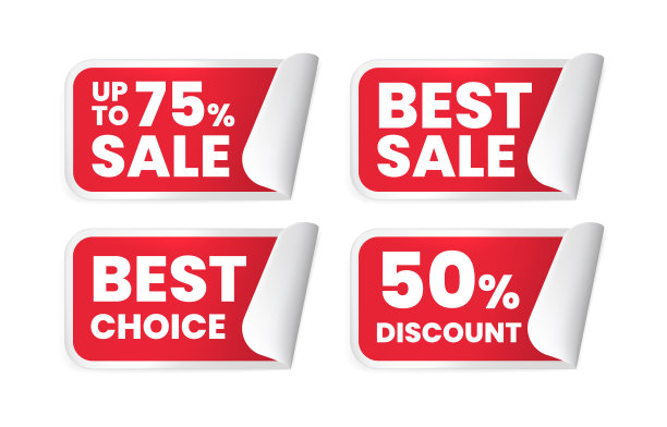 一套高质量的真实标签在白色背景图片下载