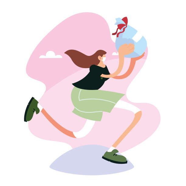 送货人在路上给顾客戴口罩图片下载