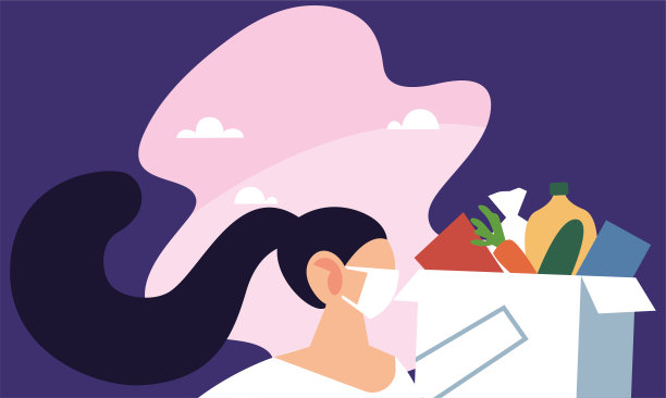 带口罩的送餐女孩图片下载