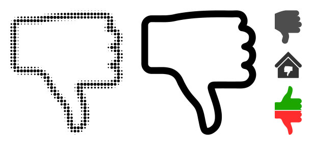 拇指向下半色调和固体图标图片下载