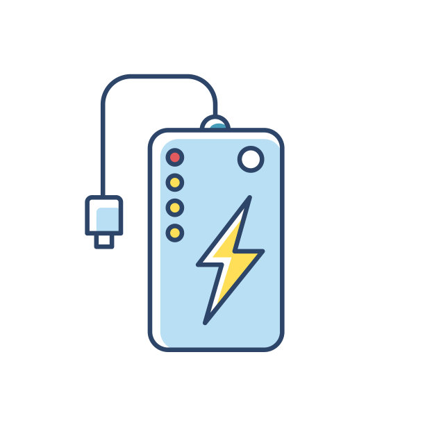 电源盒RGB颜色图标。Powerbank。便携式电池。能量来源。口袋里充电装置。手持USB充电器。技术。移动设备。孤立的矢量图图片下载