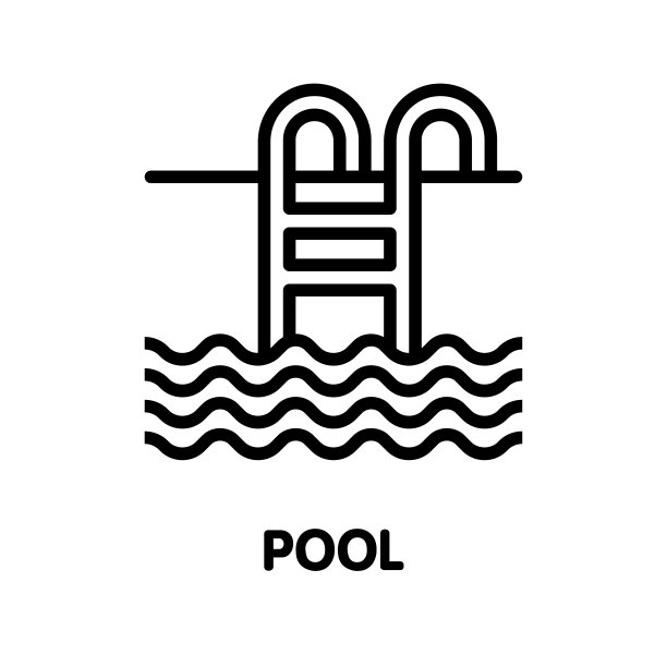 游泳池轮廓图标设计插图上的白色背景图片下载