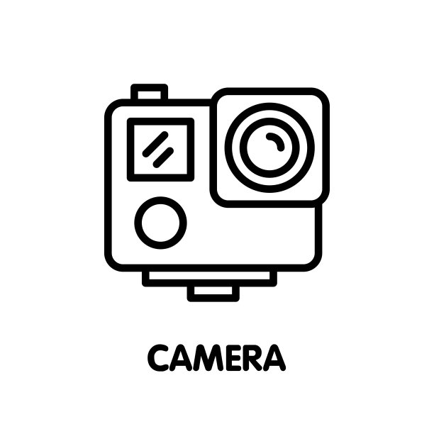 相机轮廓图标设计插图上的白色背景图片下载