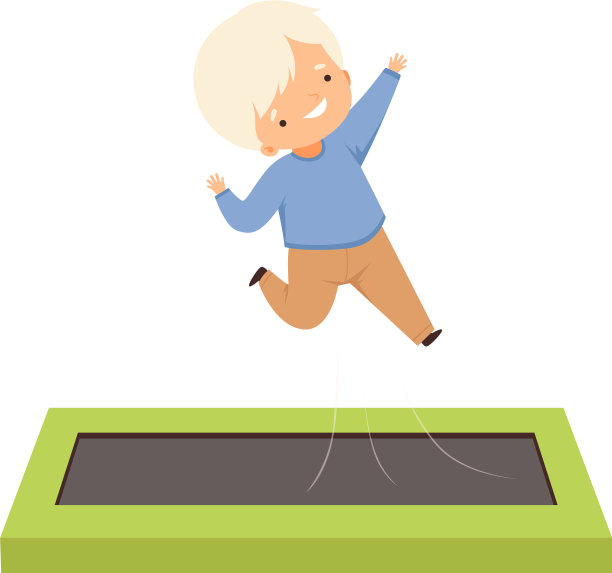 可爱的金发男孩在蹦床上蹦跳快乐的孩子图片下载