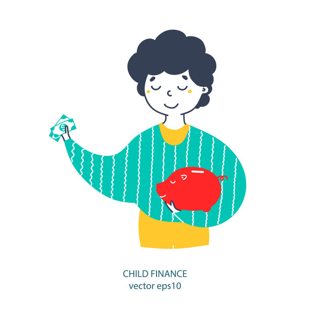孩子理财省钱扁平图片下载