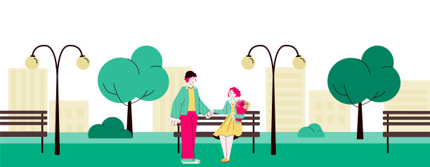 一对相爱的情侣在城市公园公寓见面约会图片下载