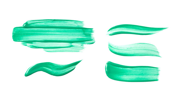 一套丙烯酸或油画的绿色笔触图片下载