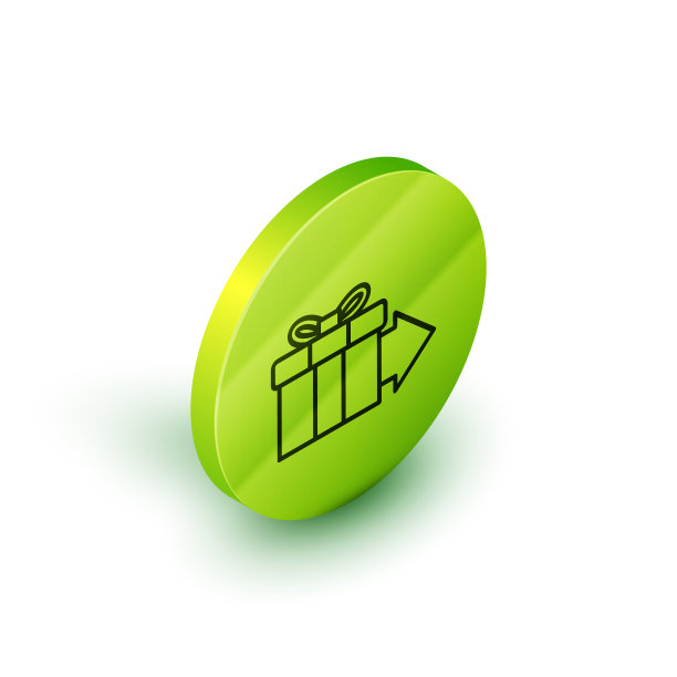 等距线礼品盒图标孤立在白色图片下载