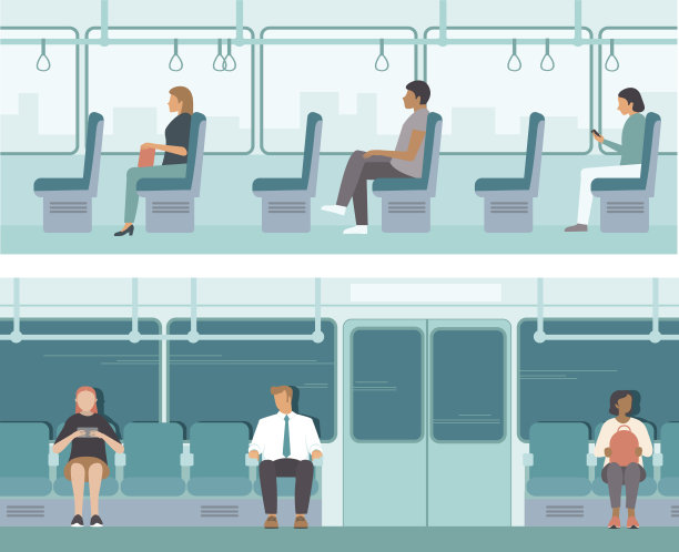 城市公共交通。地铁、公共汽车或电车内的乘客。城市旅客运输图片下载