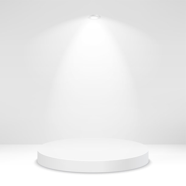 白色的圆的讲台。基座,场景,聚光灯下。矢量插图。图片下载