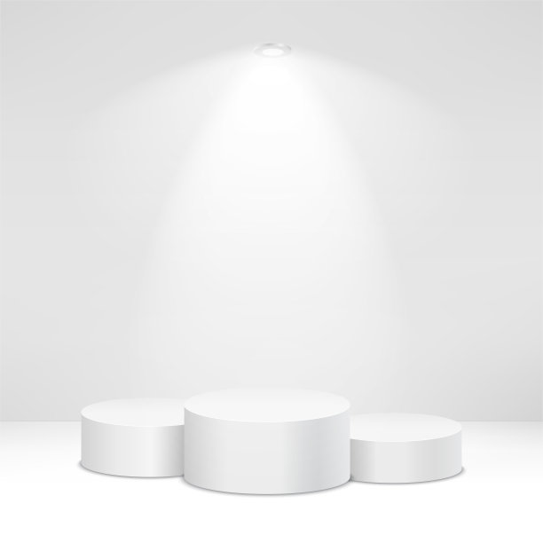 白色的冠军领奖台。基座。聚光灯下。矢量图图片下载