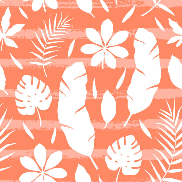 热带无缝格局与叶。矢量插图。图片下载