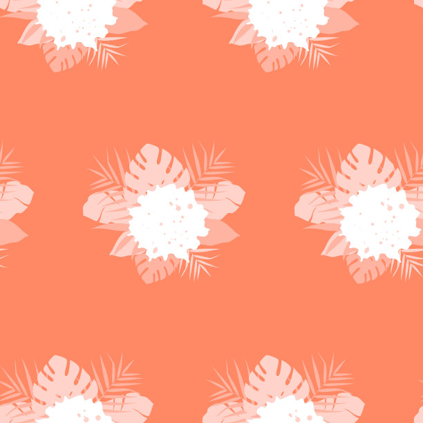 热带无缝格局与叶。矢量插图。图片下载