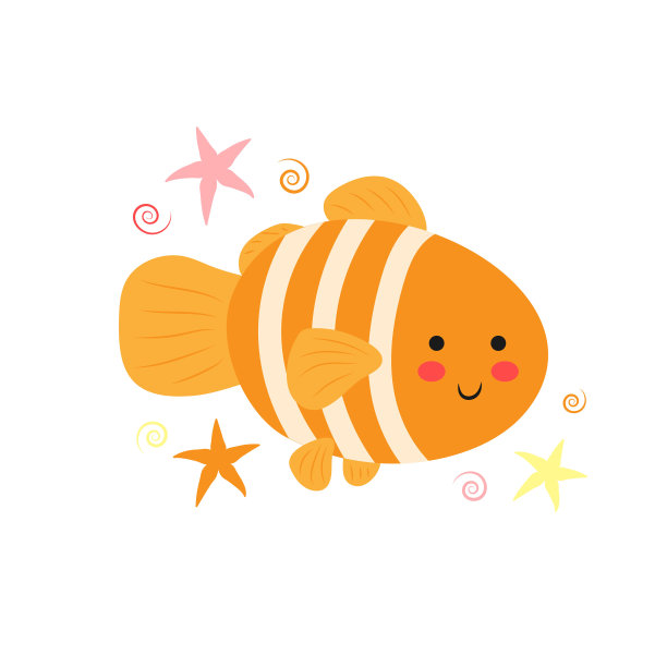 可爱的卡通鱼。印制在婴儿衣服、书籍和卡片上的插图。图片下载