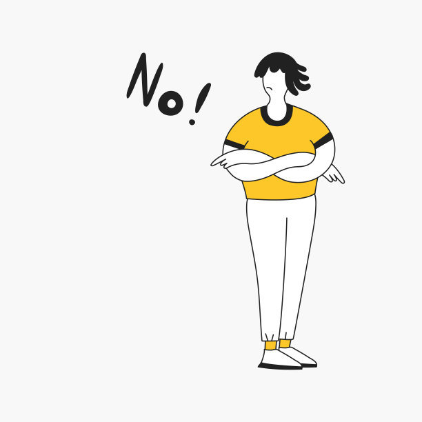 拒绝，抱着胳膊的卡通男人拒绝一切图片下载