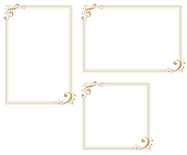 Music-themed装饰框。装饰框。改变尺寸的框架相同设计的框架适合a4尺寸的纸张。图片下载
