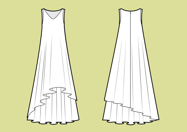 矢量插图的长裙多层。正面和背面。图片下载