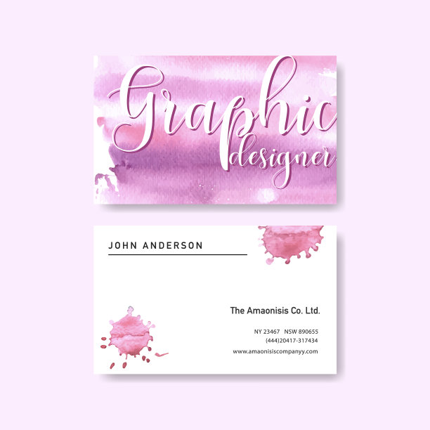 溅色名片设计与紫色图片下载