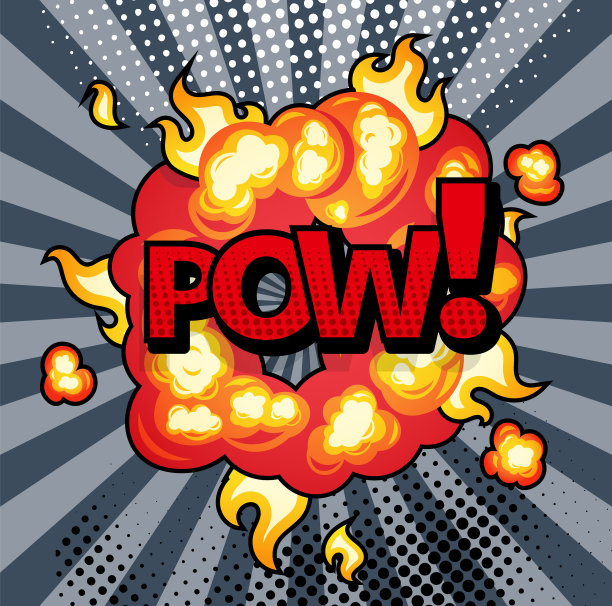 嘭，漫画书爆炸嘭，阳光条纹图片下载