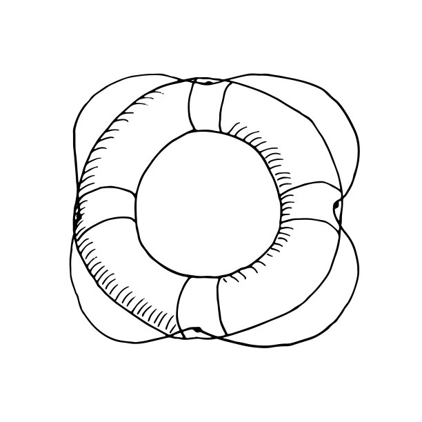 救生索圈与绳索隔离在白色背景上。有条纹的救生衣，用于在海洋中拯救生命或用于不会游泳的人。矢量手绘插图在素描涂鸦风格图片下载